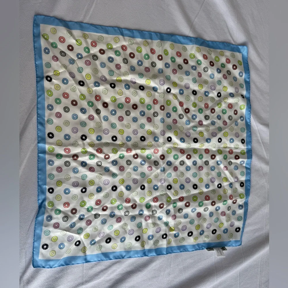 Larioseta x‎ Barbieri Women's 100% Silk Square Scarf Doughnuts Italy Baker